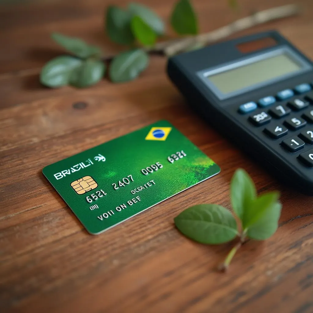 Cartão de crédito com calculadora e extrato financeiro