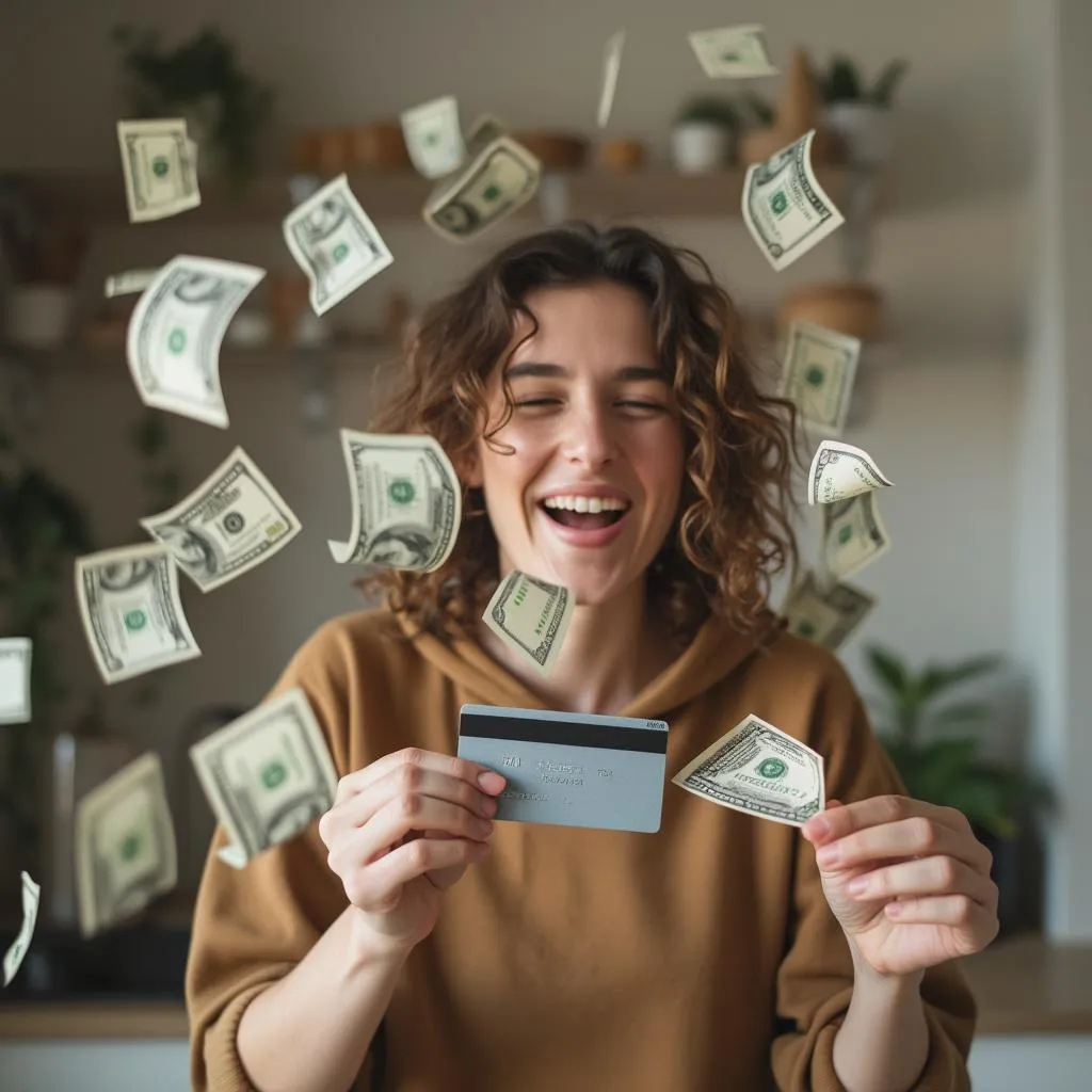 Pessoa celebrando liberdade financeira