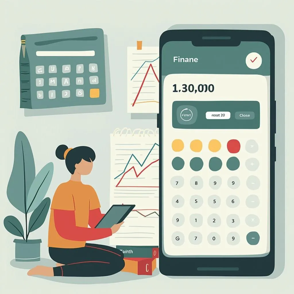 Pessoa planejando finanças com calendário e calculadora